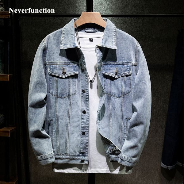 

2019 new blue black vintage men denim jackets hip hop streetwear fashion casual male distressed solid jeans coat plus size 5xl, Black;brown
