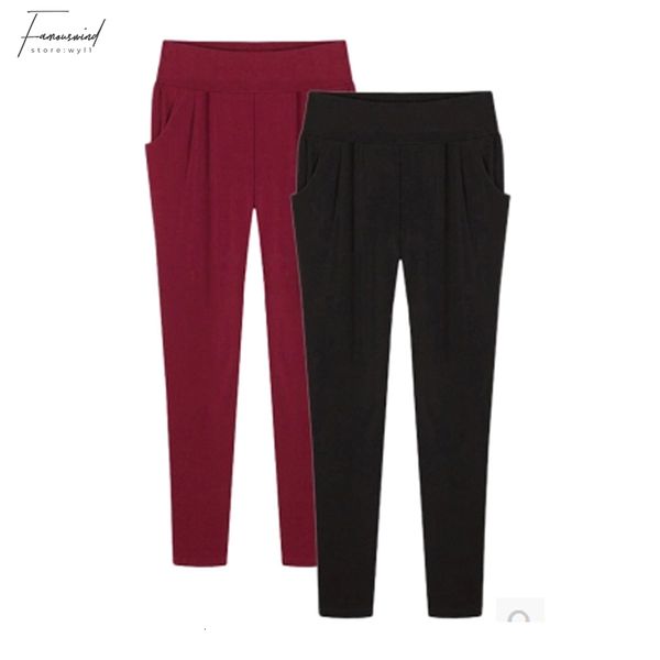 

summer solid women trouser ankle length plus size 5xl 6xl loose casual harem female sweatpant pants pencil stretch elastic waist, Black;white