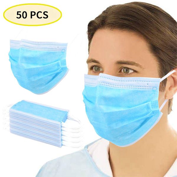 

2020 home use dust-proof 3-layer dust-proof masks disposable face with elastic earrings protective face masks fast shipping