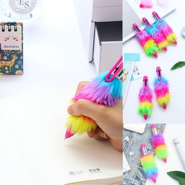 

women cute cartoon plush ballpoint pen writing pens student stationery multicolor casual, Blue;orange