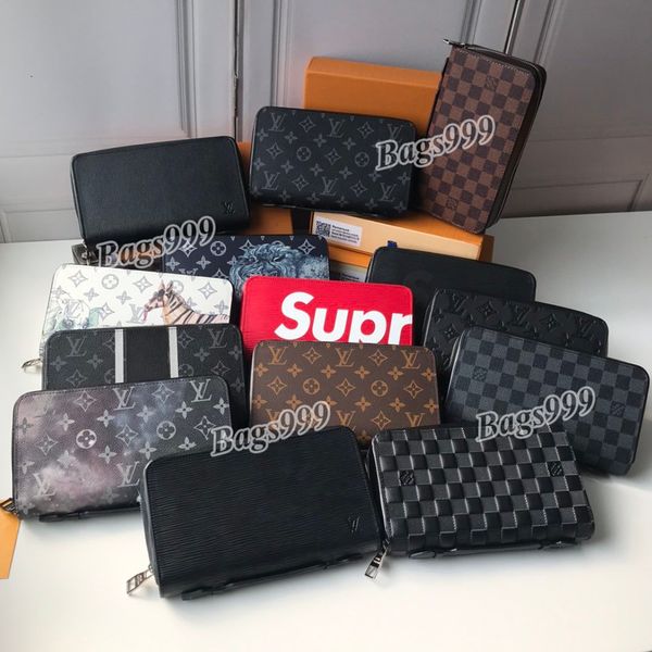 

женщины мужчины кожаный дизайнер zippy xl клатч кошельки мульти-держатели карт роскошный цветочный кошелек банкноты карманы большой молнии к, Red;black