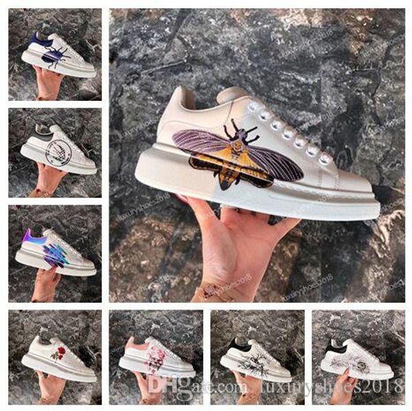

with box mens womens chaussures platform casual shoes sneakers luxury designers leather bee embroidered dress shoes solid colors, Black