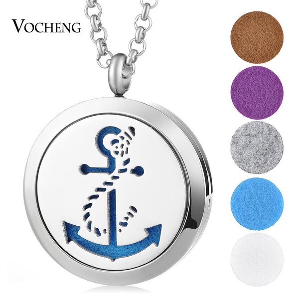 

perfume essential oil diffuser locket necklace 316l stainless steel magnetic anchor 30mm without felt pads va-335, Silver