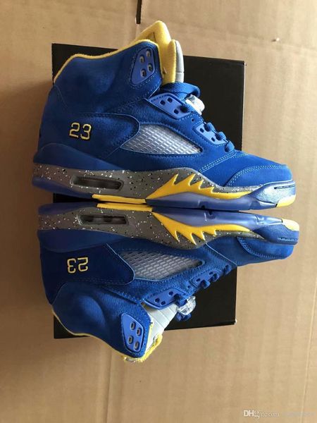 

2019 with box mens basketball shoes sneakers 5s yellow blue laney brand designer sports shoes for men size us7-13