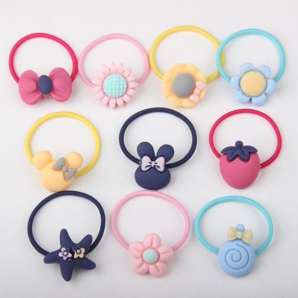 

2 yuan store rubber hair headdress accessories headdress children's frosted cartoon rubber band hair band a pack of, Slivery;white