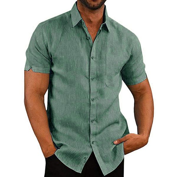 

men linen shirts solid casual streetwear short sleeve shirt male shirt camisas hombre chemise men's shirts clothes, White;black