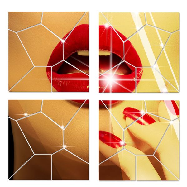 

28pcs 3d acrylic geometry mirror wall sticker home art decal decor