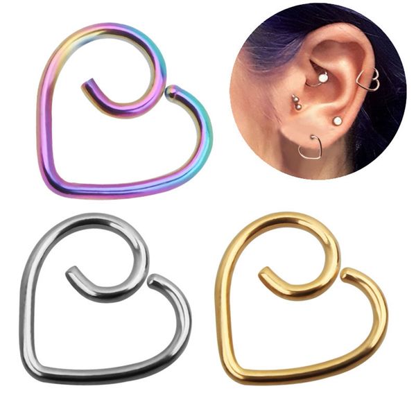 Compre Aco Cirurgico Daith Coracao Anel Cartilagem Tragus Piercings Hoop Nariz Labio Aneis Orbital Ear Stud Helix Piercing Joia Do Corpo De Inoecom3