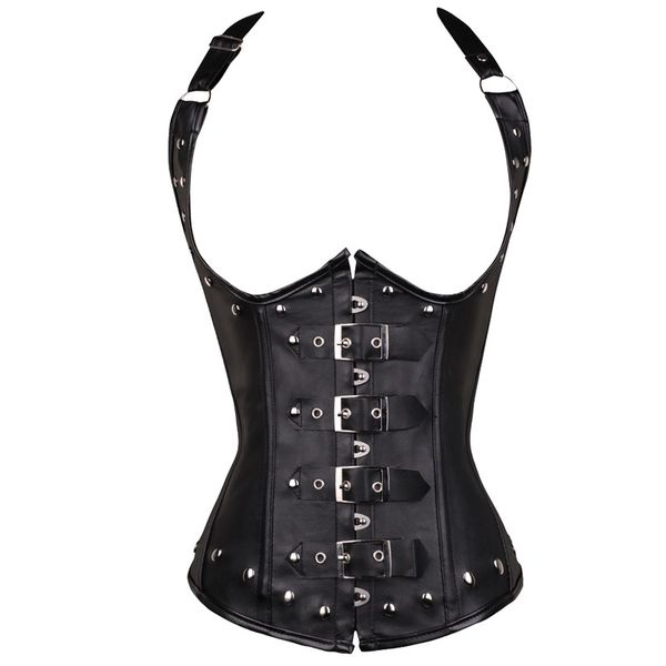 

leather corset underbust corset steampunk waist corsets and bustiers steampunk clothing gothic corset women modeling strap, Black;white