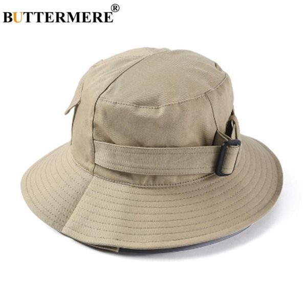 

buttermere cotton bucket hat women casual khaki fisherman hats men solid pocket decoration adjustable 2020 autumn foldable caps, Blue;gray