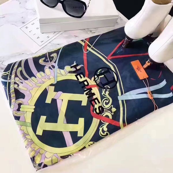 

2019 новый весенний и осенний шелковый шарф Модный бренд H письмо крупноформатный д