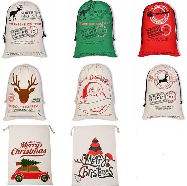 

2018 christmas gift bags large organic heavy canvas bag santa sack drawstring bag with reindeers lx3991