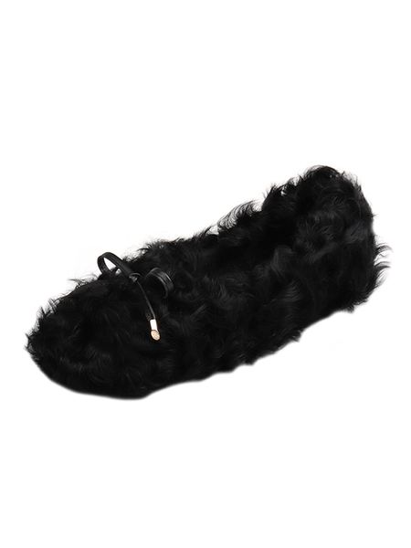 

fur flat shoes women moccasins comfy driving shoes, Black