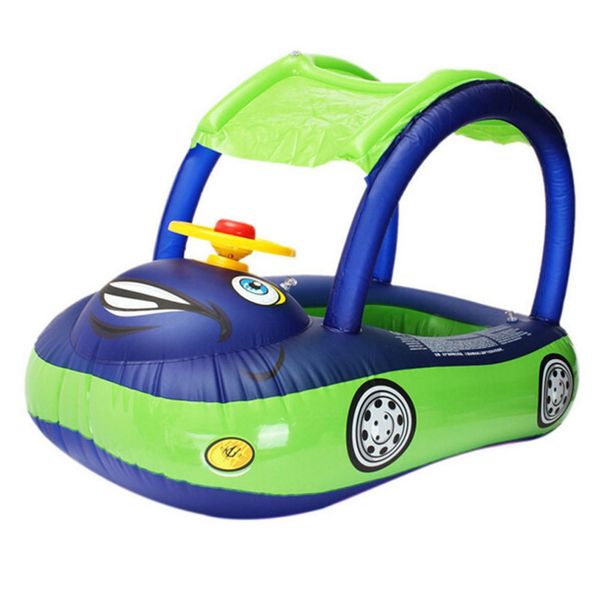 

baby swim ring sunshade steering wheel safe holiday floating summer kids seat inflatable swimming boat toys water pool tube pvc