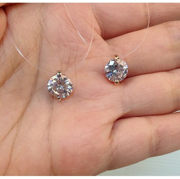 

round aaa zircon invisible transparent fishing line pendant necklace for women collier metal gold silver color choker necklaces