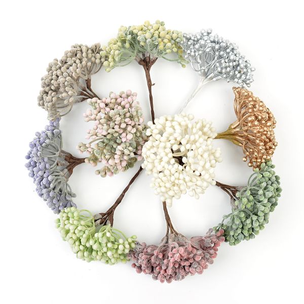 

6pcs artificial flower stamen plastic plant bouquet for wedding party home decoration diy wreath scrapbook craft fake flower