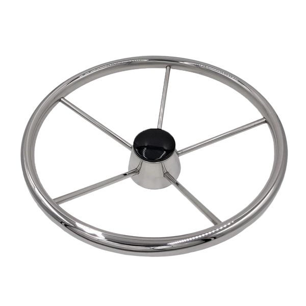 

340mm 13-1/2 inch stainless steel pontoon boat steering wheel 5-spoke (silver