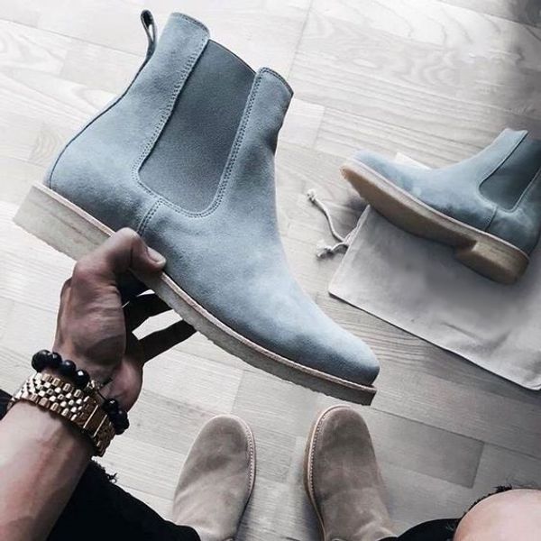 Heißer Verkauf Echtes Leder Wildleder Männer Ankle Booties Slip-on Hip Hop Tanz Schuhe Casual Wohnungen Schuhe Kühlen Street stil Motorrad Stiefel Schuhe