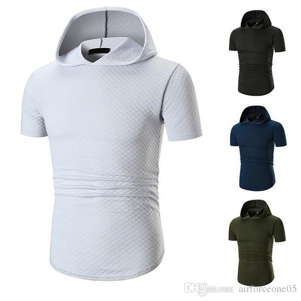 

2019 summer new hooded large mens tshirt popular casual solid short sleeve breathable designer shirts, White;black