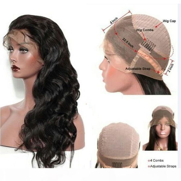 

my queen pretty 100% unprocessed virgin human hair 360 lace wigs natural color body wave with baby hair, Black;brown