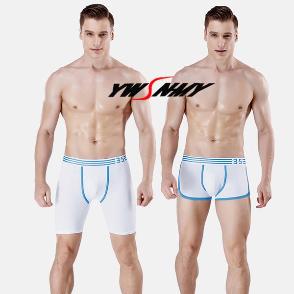 

mens long boxer shorts breathable half-length boxers long leg underpants sports sculpting slip underwear calzoncillo hombre, Black;white