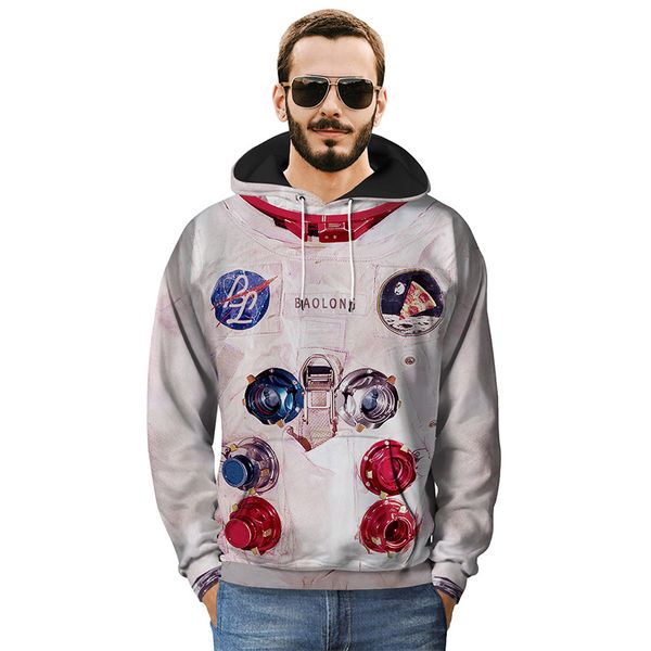 

astronaut 3d printed spring hoodie men women eu size cool fashion sweatshirts plus size 5xl pullovers, Black