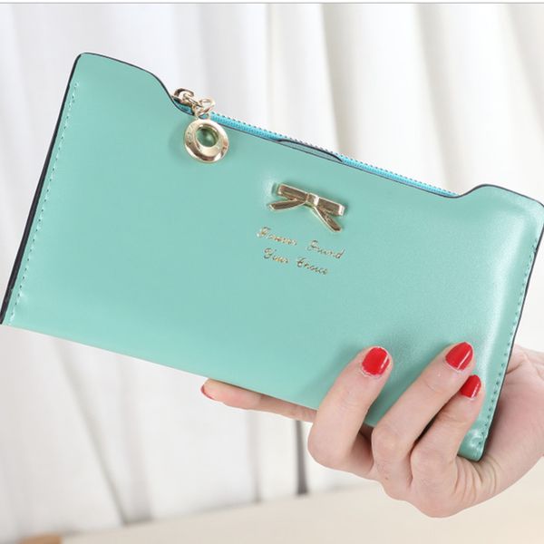 

women long clutch wallets female fashion pu leather bowknot coin bag phone purses famous designer lady cards holder wallet gift, Red;black