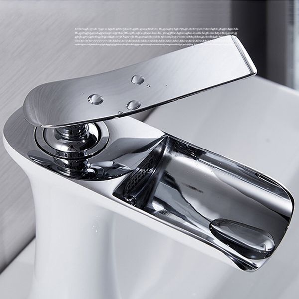 

european and american style sleek minimalist copper paint bathroom washbasin single hole and cold bathroom art basin waterfall faucet