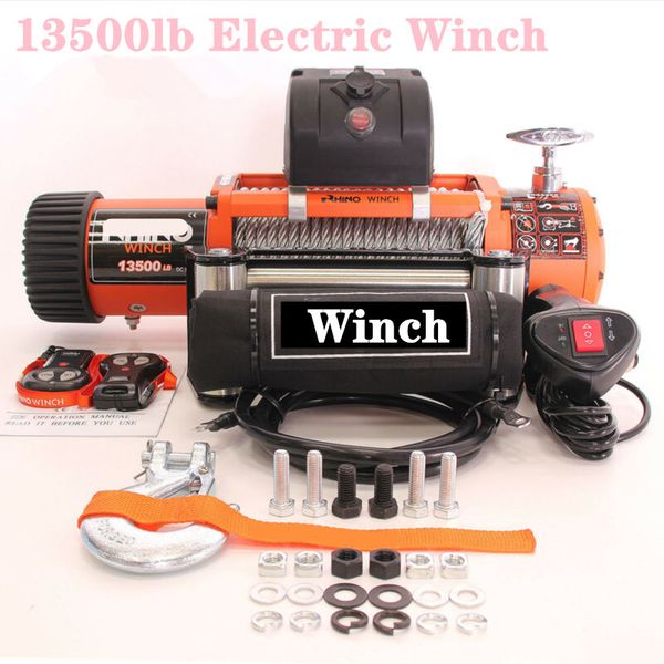 

12v 13500lb electric winch heavy duty atv trailer high tensile steel cable remote control set electric winch