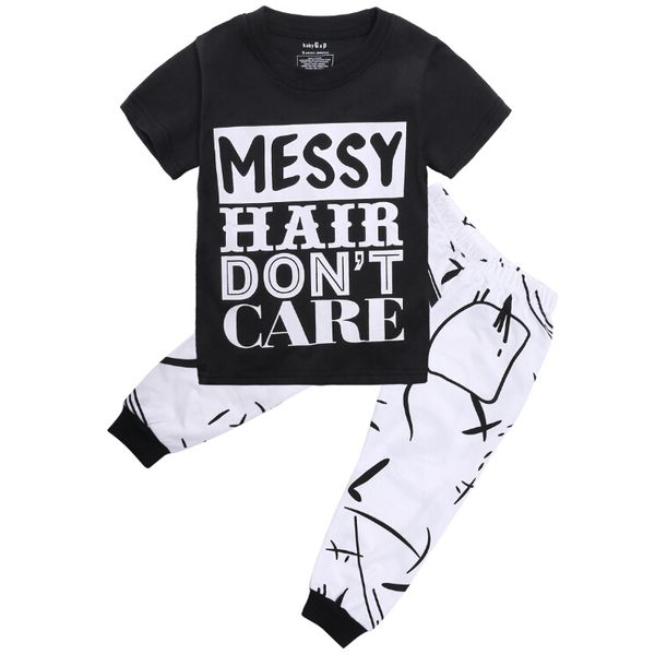 

toddler kids baby outfit fashion casual t-shirt + pants trousers 2pcs set clothes 2 3 4 5 6 7 years clothes sets, White
