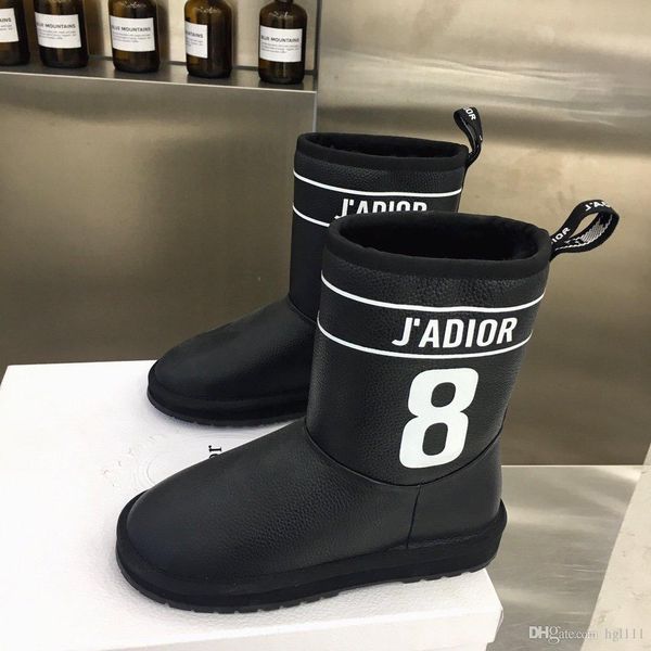 

winter new fashion waterproof leather snow boots female short tube flat bottom warm black white thickened plus velvet cotton boots