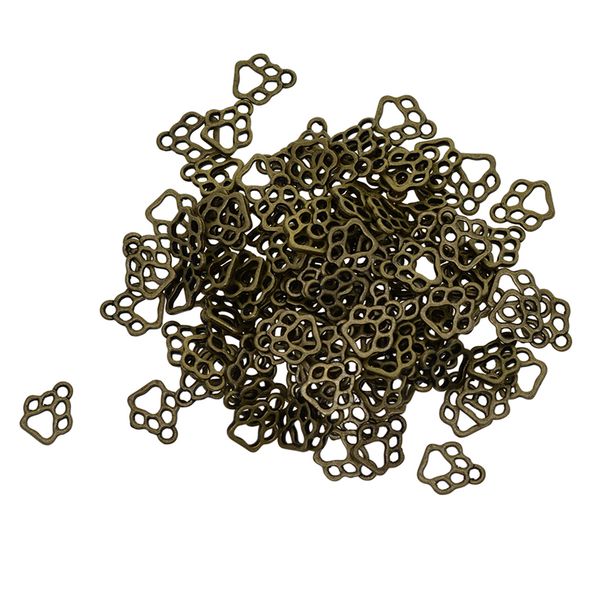 

100 pieces hollow pet cat paw charms footprint, Black