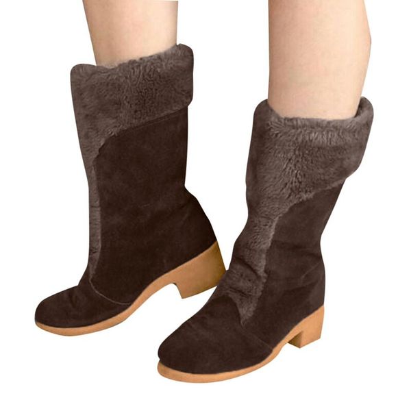 

puimentiua women's shoes snowy boots women's short boots wool warm cotton thick with shoes high-heeled frosted wool, Black