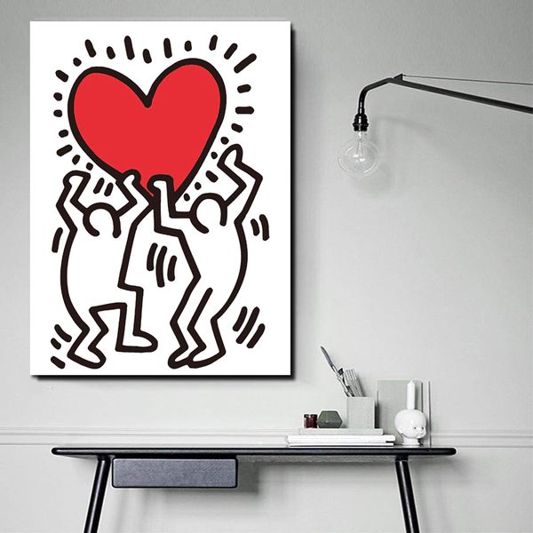 

keith haring pop art large picture cartoon oil painting on canvas for living room bedroon canvas art abstract wall painting 191005