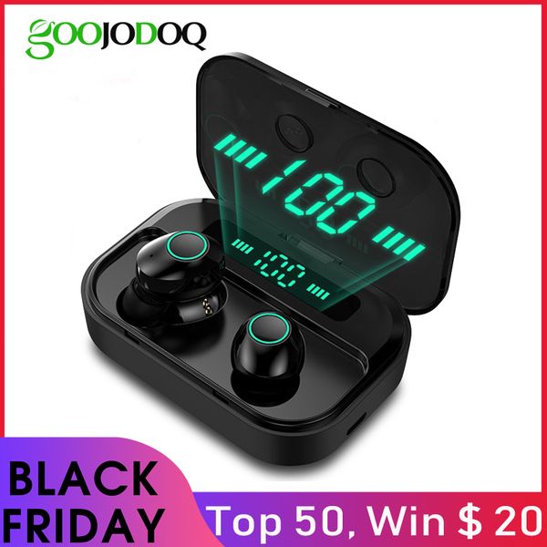 

ture wireless headphones ipx7 tws 5.0 bluetooth earphone hifi headset sports waterproof led earbuds with mic power bank