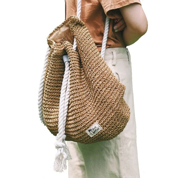 

women straw backpack straw bag fashion rucksack weaved for girls mochila backpack travel beach bags women shoulder bag