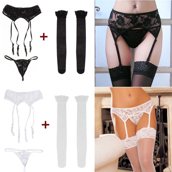 

summer fashion women lace babydoll belt stockings underwear nightwear thin solid garter 2019 new hot, Red;black