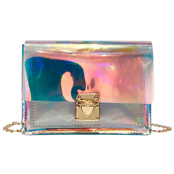 

women's fashion contrast color shoulder bag chain messenger bag buckle handbag