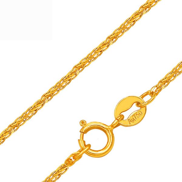 

rinyin fine jewelry genuine 18k yellow gold necklace pure au750 craved big wheat chain 16" 18" 20" inches, Silver