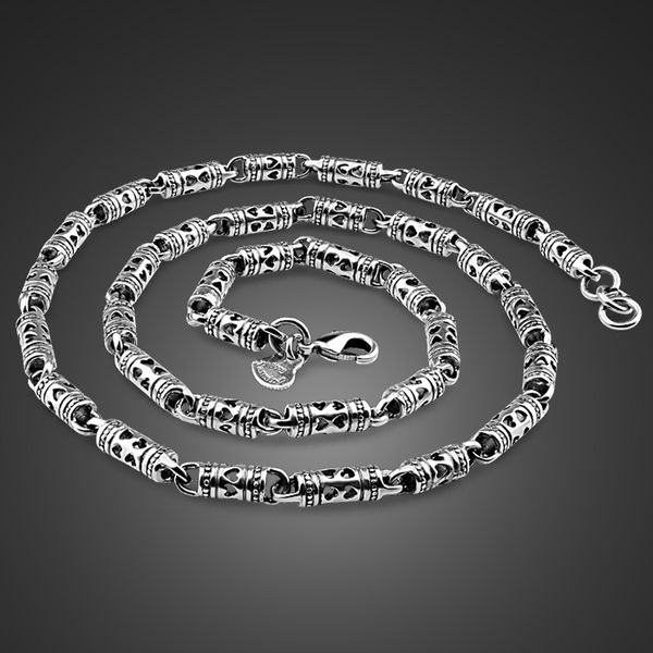 

real 100% 925 sterling silver men's necklace hip-hop punk style 24 inches chain fashion men/ boy retro thai silver jewelry