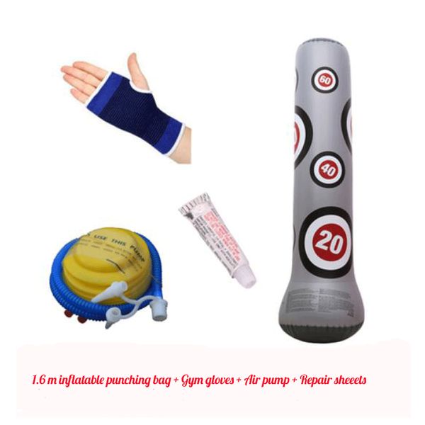 

1.5 1.6 m boxing punching bag inflatable stand tumbler muay thai training pressure relief bounce back sandbag with air pump