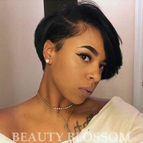 Side Part Lace Front Human Hair Wigs For Black Women Pre Plucked With Full Machine Made Non Frontal Baby Hair Short Bob Wig