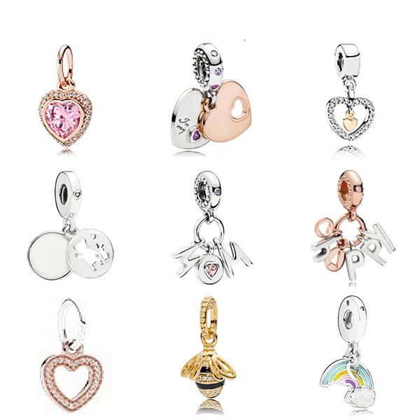 

new 2018 fit original charm pandora bracelets gilded rose gold color authentic 925 sterling silver beads women diy fashion jewelry, Black