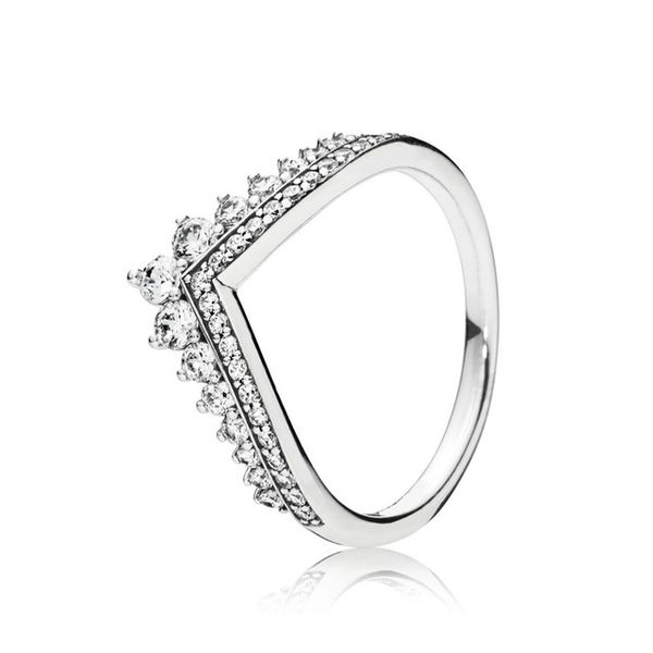 

100% 925 sterling silver 197736cz new rincess wishbone ring original women's gift holiday jewelry, Golden;silver