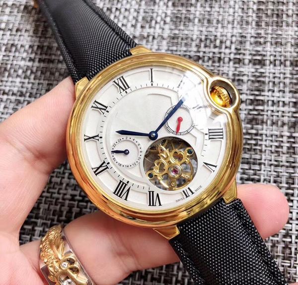 

2020 wholesale new mens watch fashion mens watch automatic movement 316 delicate steel case tourbillon face watch men wristwatch, Slivery;brown