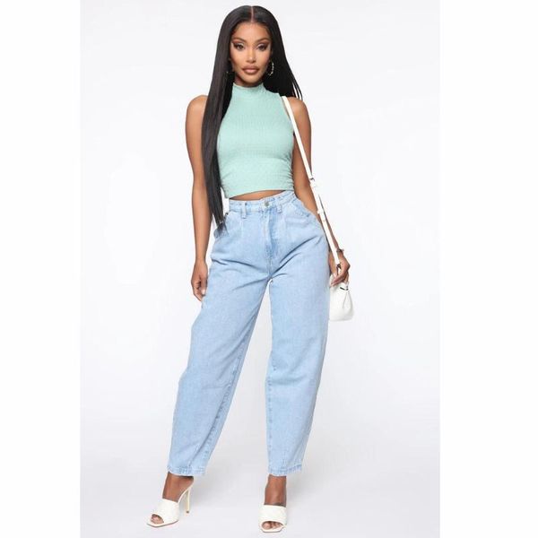 

vintage high waist straight jeans pant for women streetwear loose female denim jeans buttons zipper ladies 2020, Blue