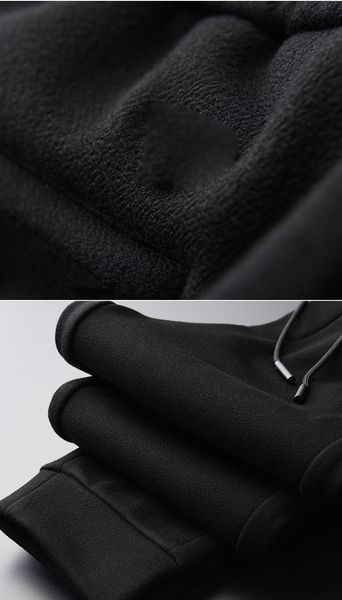 

minglu add velvet men pants autumn and winter elastic waist thick trousers men plus size 3xl 4xl slim sport casual men's pants, Black