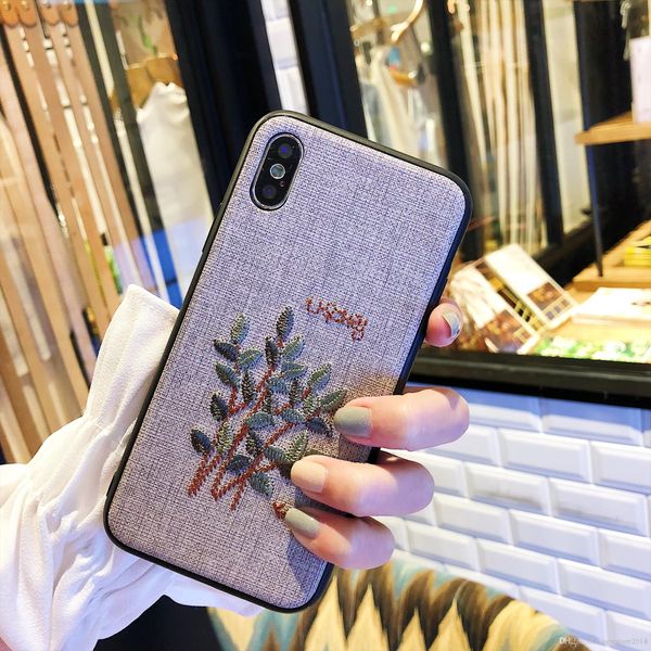 

2019 vintage embroidery flowers phone case for iphonexsmax covers anti fall tpu phone covers cases for 6plus/6splus for samsung