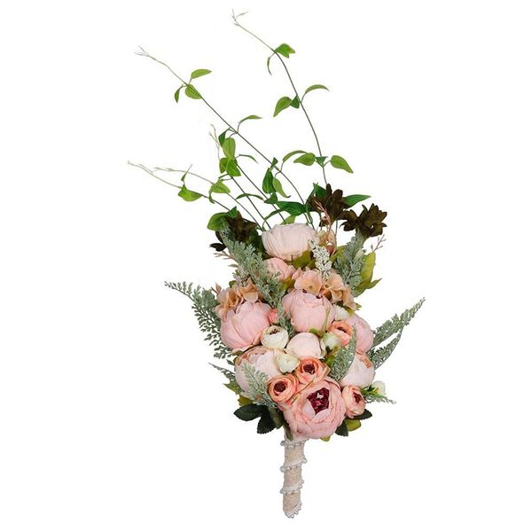 

handmade wedding bouquet, artificial peony rose artificial bouquet bride bridesmaids hold flowers