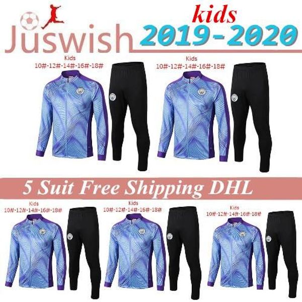 

2019 2020 manchester kids jacket city tracksuit 19 20 kun aguero child long sleeve training siut de bruyne boy soccer tracksuit mayorista, Black;red
